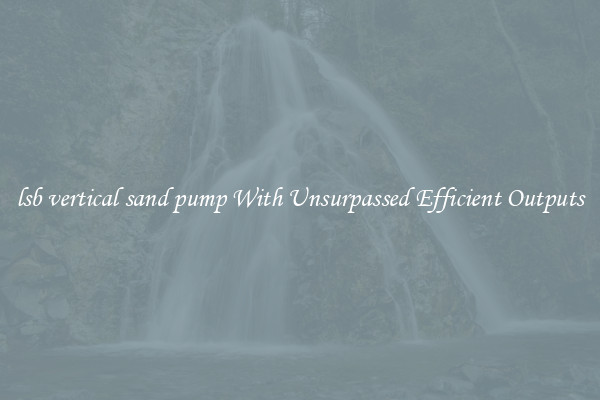lsb vertical sand pump With Unsurpassed Efficient Outputs