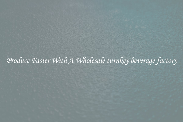 Produce Faster With A Wholesale turnkey beverage factory