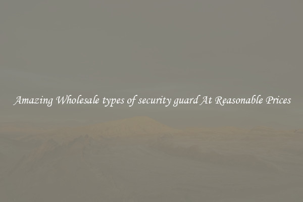 Amazing Wholesale types of security guard At Reasonable Prices